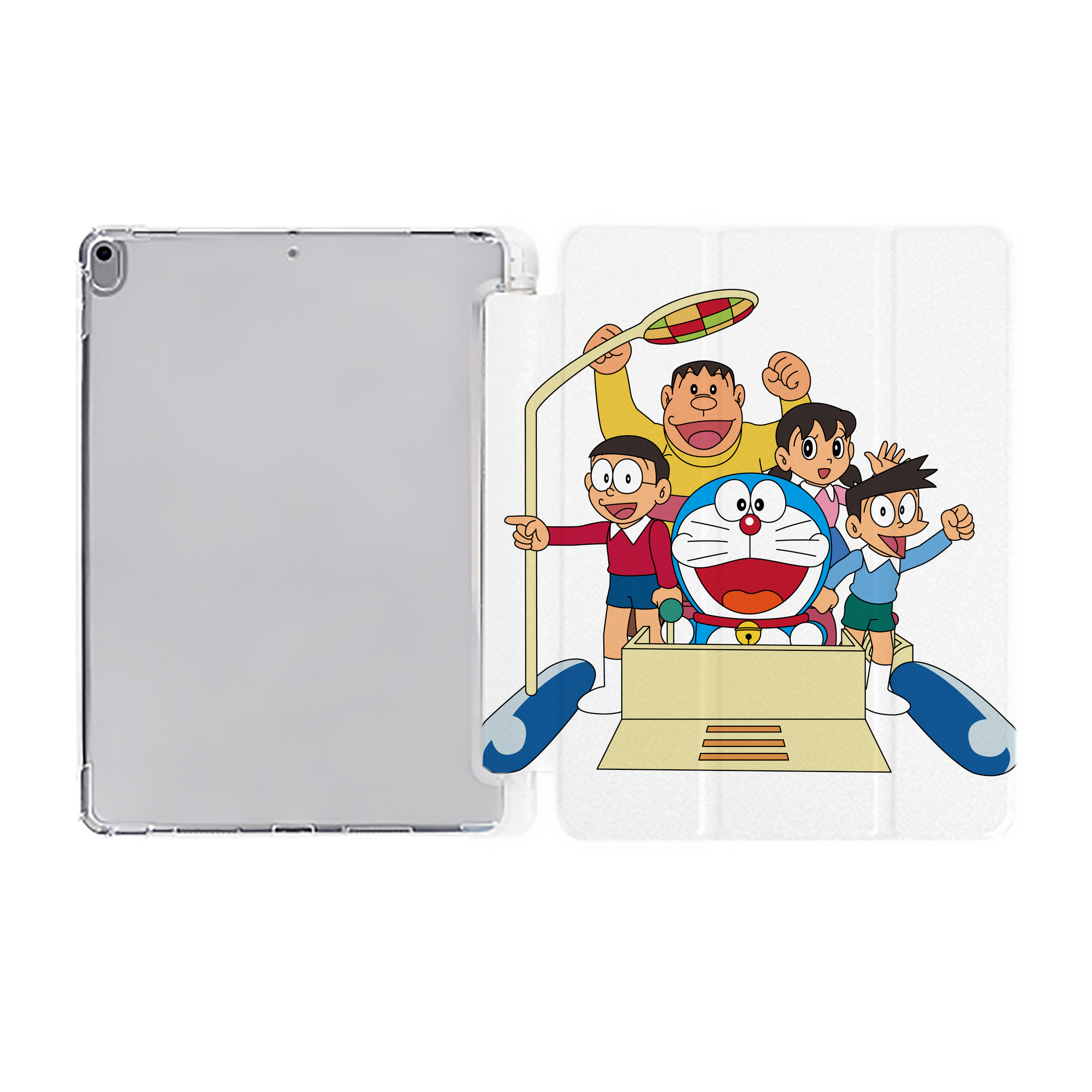 （画像用） ドラえもん 骨川 スネ夫 Doraemon Honekawa Suneo IPad ケース ペン収納付き 三つ折りスタンド PUレザー×シリコン 対応機種9.5/10.5/10.9インチ